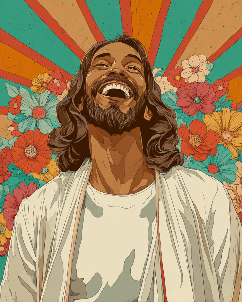 a highly detailed retro modern style illustration of Jesus wi c9551123 9f09 4bce 8fc7 9d1bdcb6a4c2 2