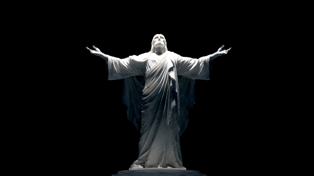 abstract white marble statue of Jesus full body standing in d 7c602ac0 f51b 4ced a69e 102bf9eea925 2