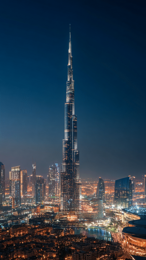 an animated scene of Burj Khalifa with Vanilla sky theme phon 5b8db1e5 8c1a 4687 b42a 4748b579ada1 1