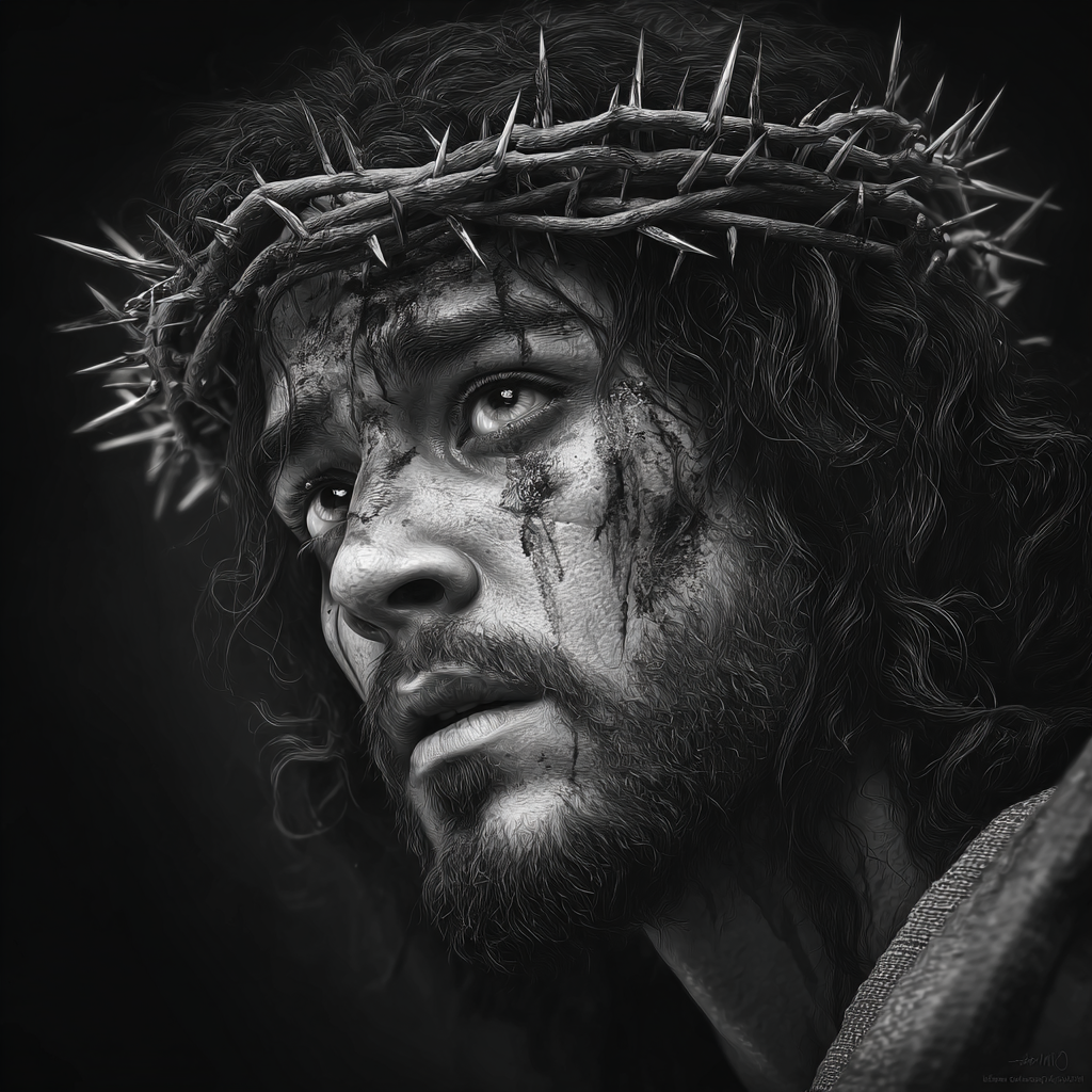 black and gray digital art rendering of Jesus with a crown of 0f5d77dc dbc0 4f62 b832 cbca9e85c046 1