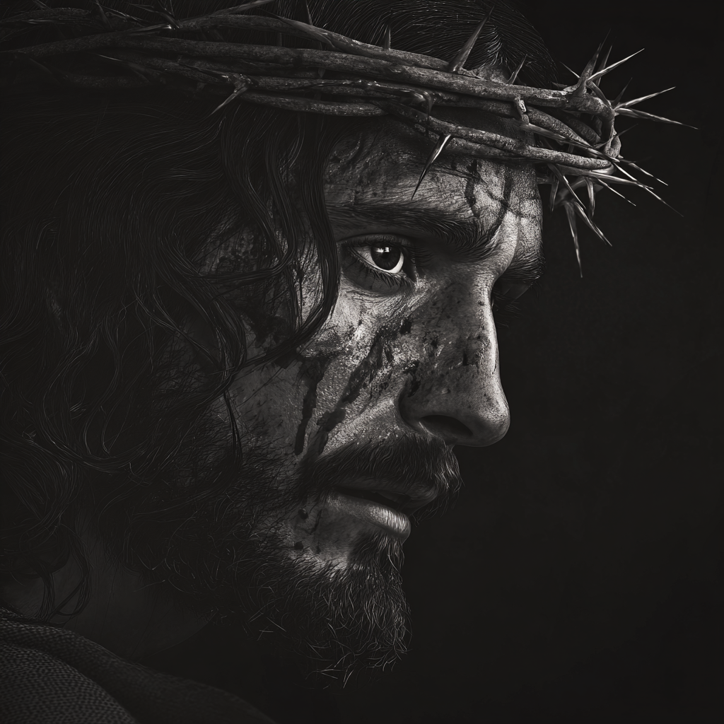black and gray digital art rendering of Jesus with a crown of 0f5d77dc dbc0 4f62 b832 cbca9e85c046 2