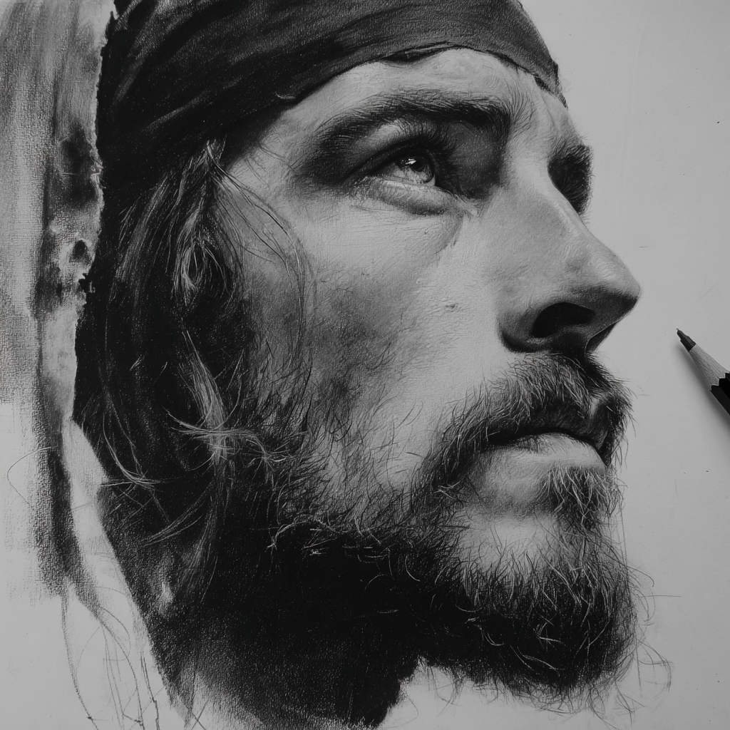 create a hiper realistic Jesus looking to the up and right bl 295a0417 d0af 4287 a279 43cc8bc805e3 1