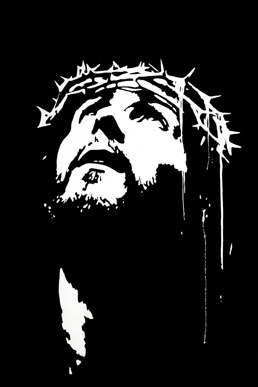 dripping Banksy white stencil art of an eritrean Jesus with c 5f6770c9 959f 41a9 94e1 76543a3b4c5d 0