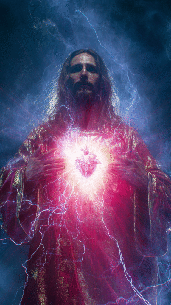 high contrast color realism photo gnostic Jesus with heart . 32dbc6df 2bc5 4d70 b885 df7089c55dc8 0