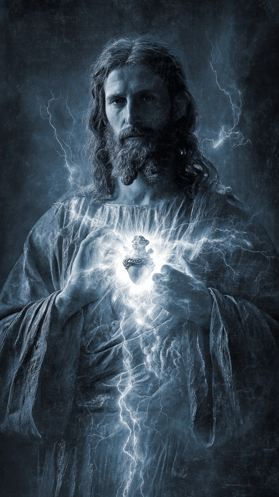 high contrast color realism photo gnostic Jesus with heart . 32dbc6df 2bc5 4d70 b885 df7089c55dc8 3
