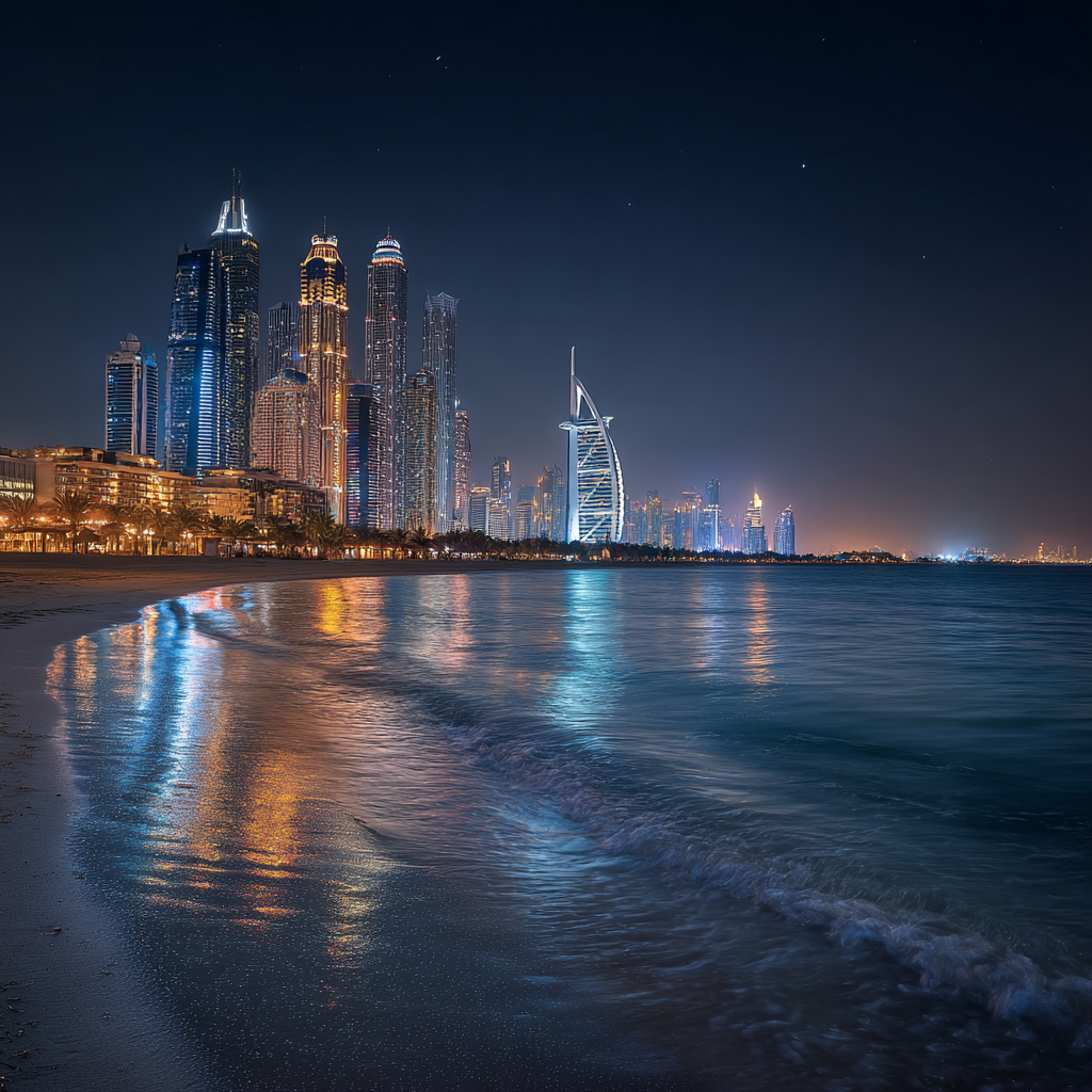 hyper realistic Dubai skyline from Jumeirah Beach clear calm 42e7f078 7127 4c61 9dd7 c37bb5bacbce 1