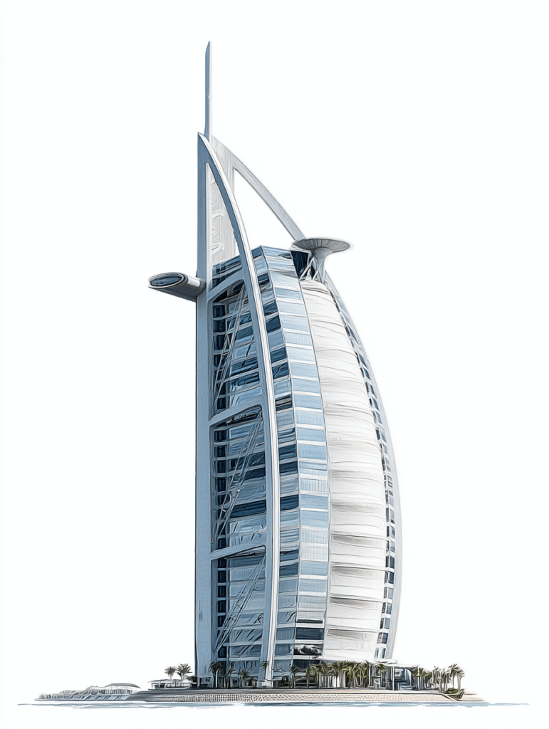 hyper realistic image of Burj Al Arab isolated on a pure whit 3ed96e9d f574 4b22 a8a8 72380d66bbdc 2