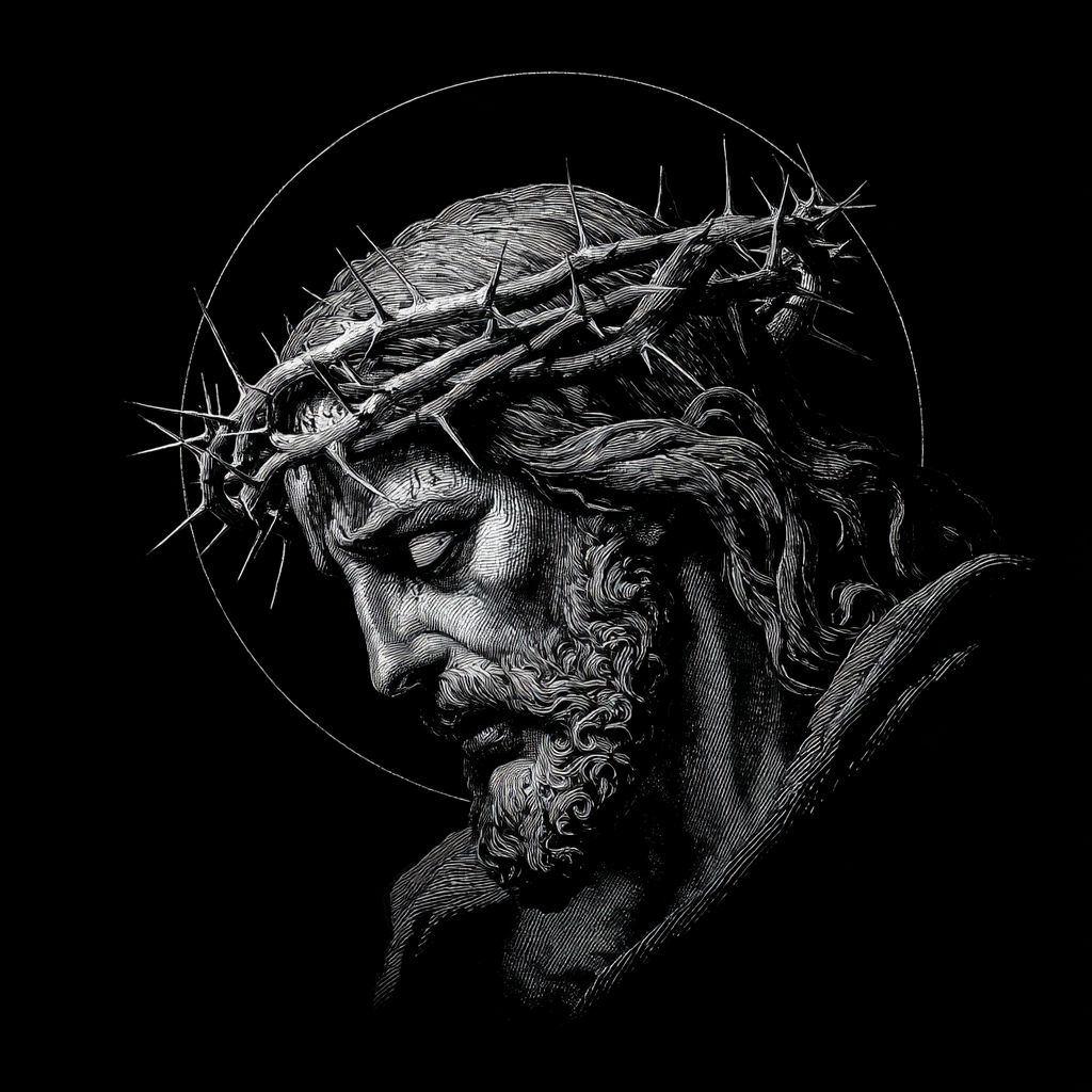 image of jesus with a crown of thorns on a black background o 8a4d8529 1a86 44fc ae13 7626bce27050 0