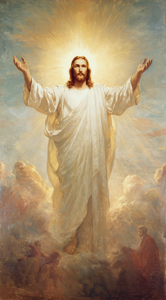 jesus christ standing with his arms outstretched in the sky w f8210ffe 7f84 4aaf bad8 ed87692fbe08 2
