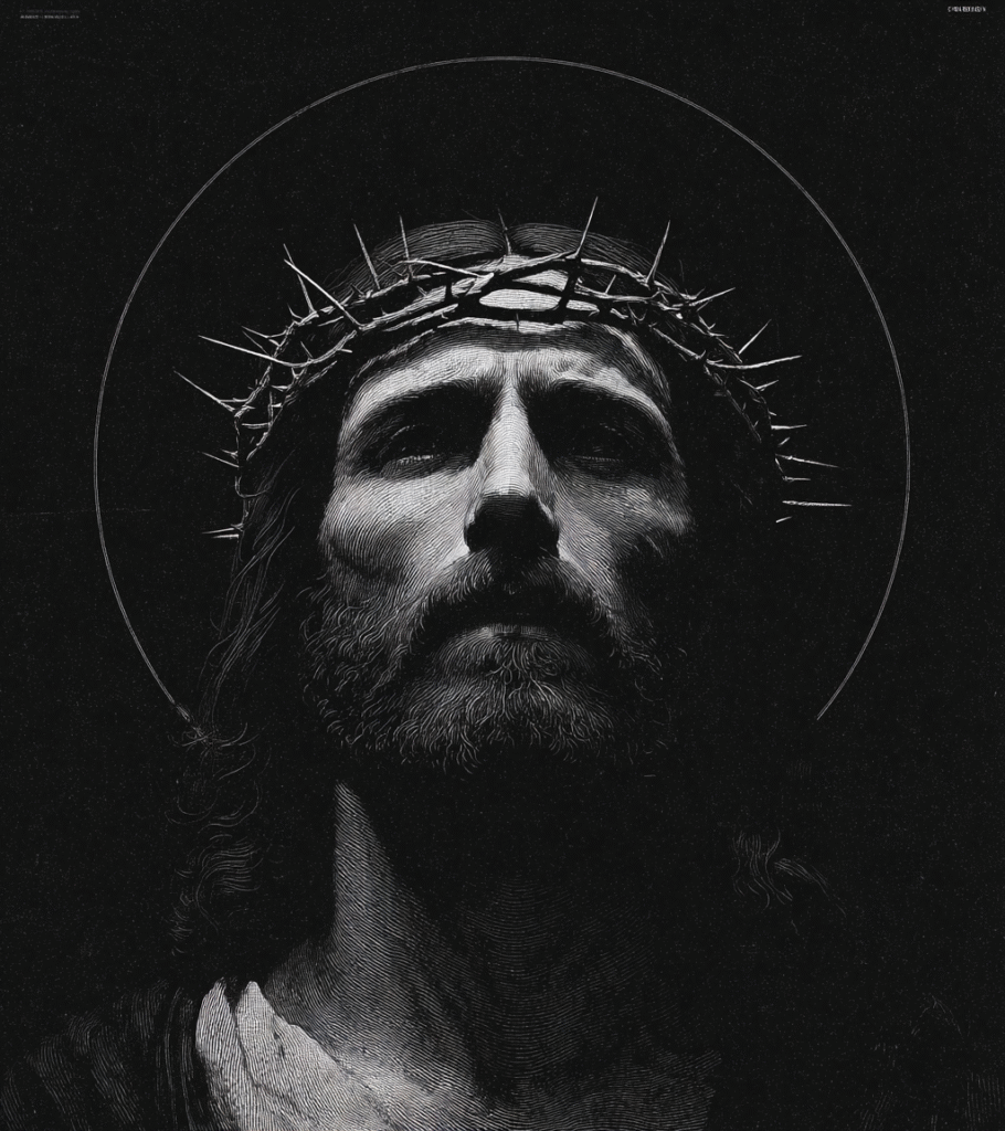 jesus christ with a crown of thorns in the style of mark ridd 7f6f2a2e ead4 46dd 9ade 7415d97723c5 0