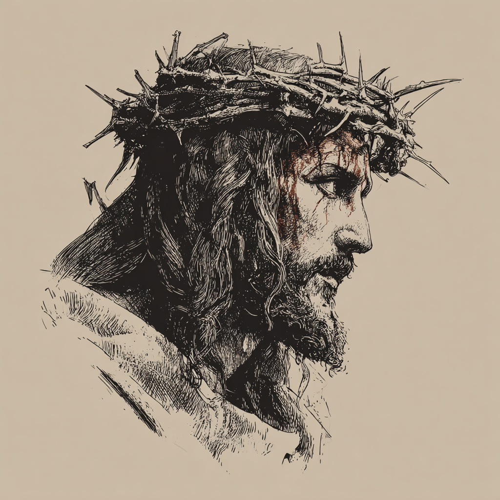 jesus with crown of thorns for a t shirt design v 7 a0c4b002 a43d 4490 9bac 3f69197deced 0