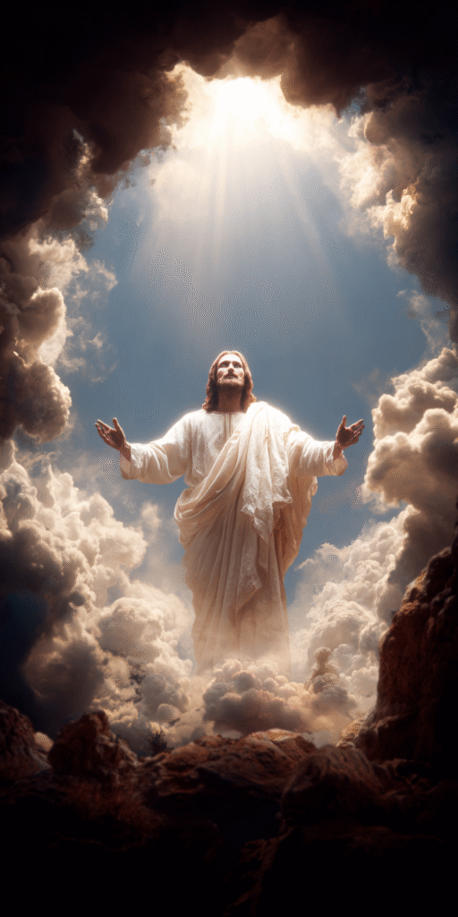 jesus with his hands out a holy presence standing with clouds 41399dbb 583d 4f42 854f 5929be75bd23 1