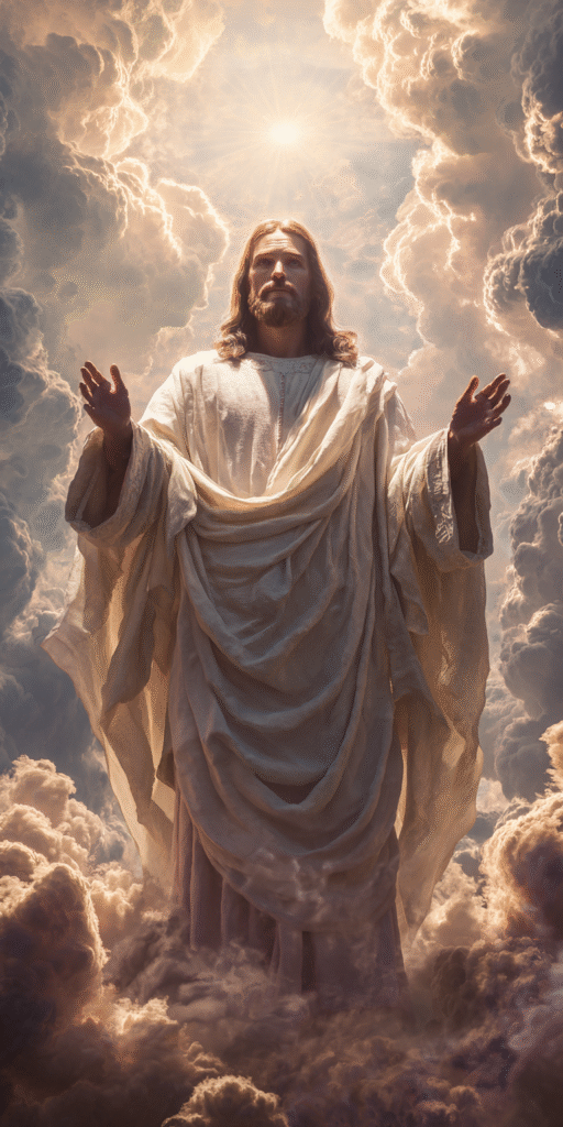 jesus with his hands out a holy presence standing with clouds 41399dbb 583d 4f42 854f 5929be75bd23 3