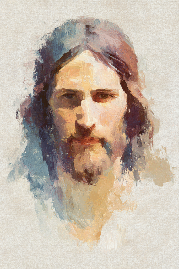 minimalist portrait of Jesus Christ soft pastel color palette 1d7b6316 7b5f 4049 be78 37649ae83bab 0