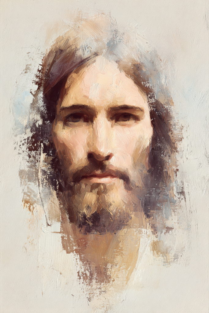 minimalist portrait of Jesus Christ soft pastel color palette 1d7b6316 7b5f 4049 be78 37649ae83bab 1