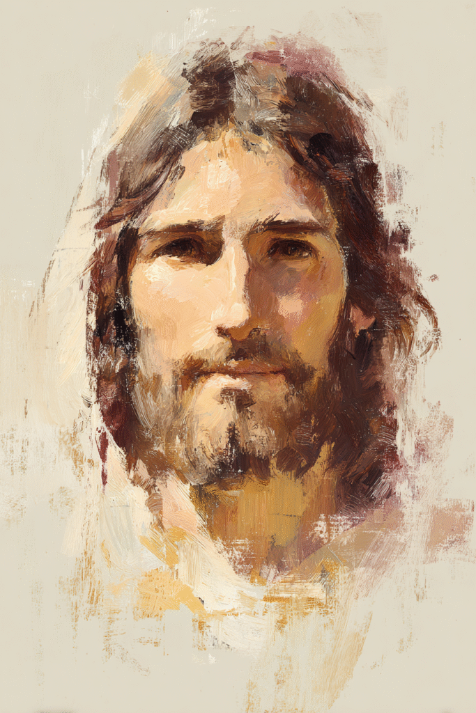 minimalist portrait of Jesus Christ soft pastel color palette 1d7b6316 7b5f 4049 be78 37649ae83bab 3