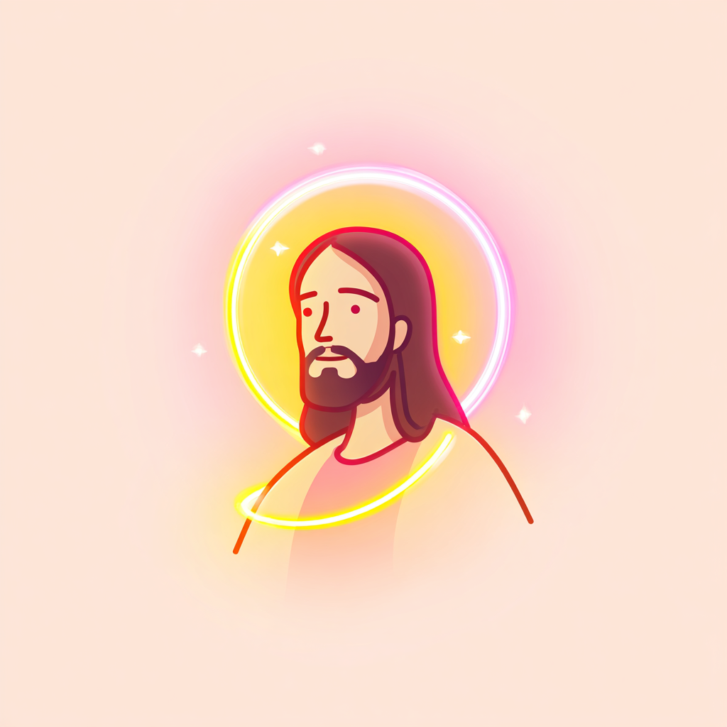 minimalistic illustration of Jesus with glowing neon halo sof b65f5c45 1459 4380 88e3 a1896dc5dac0 3