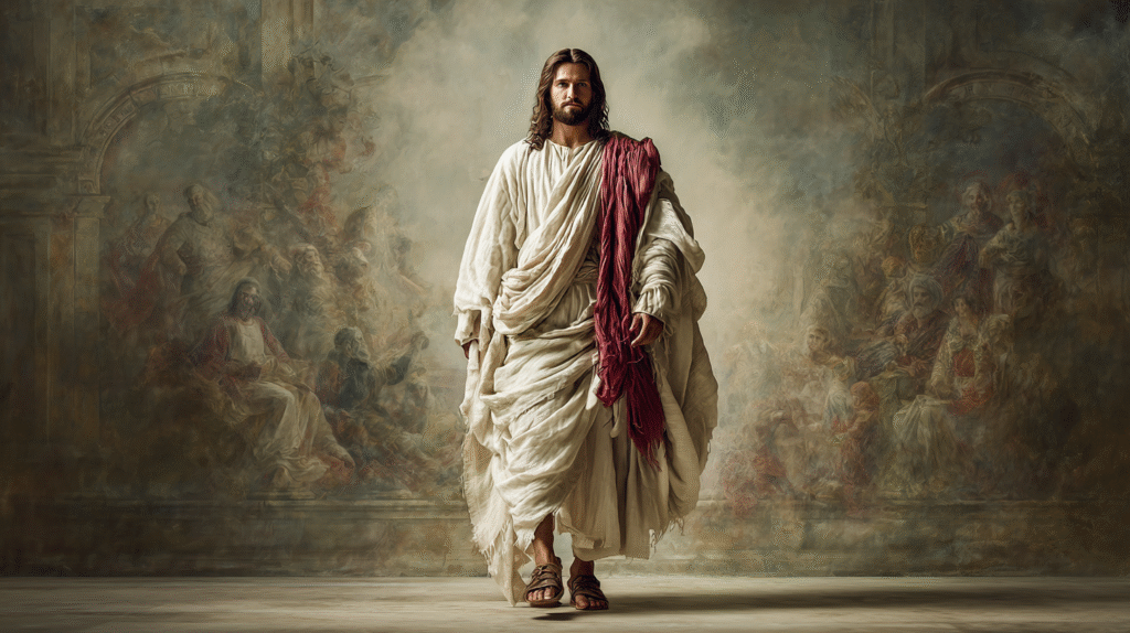 realistic full body depiction of Jesus Christ long wavy dark b4b8bb8f 2cd4 4023 8b38 262893188662 3