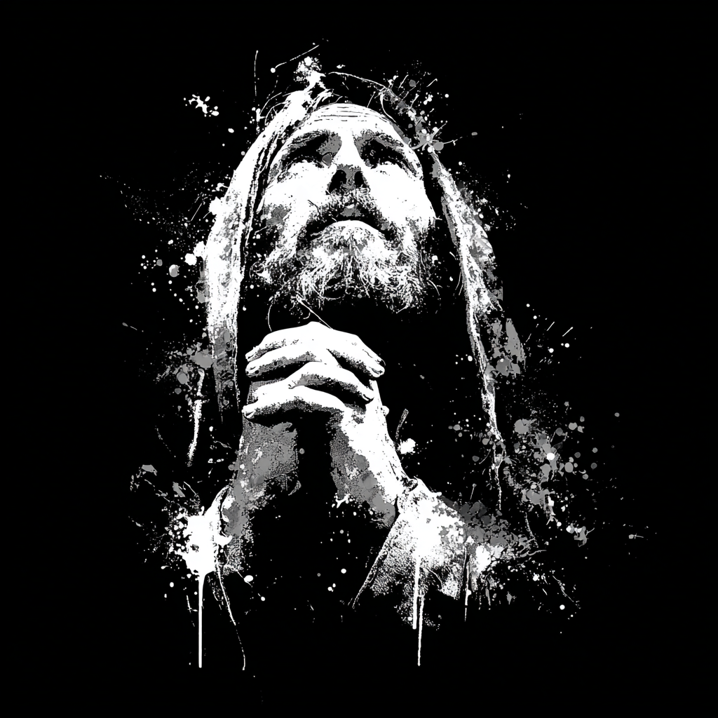 solid black background white lines only. A depiction of Jesus e013485d ae7e 46bf 8725 59624bc20aa0 1