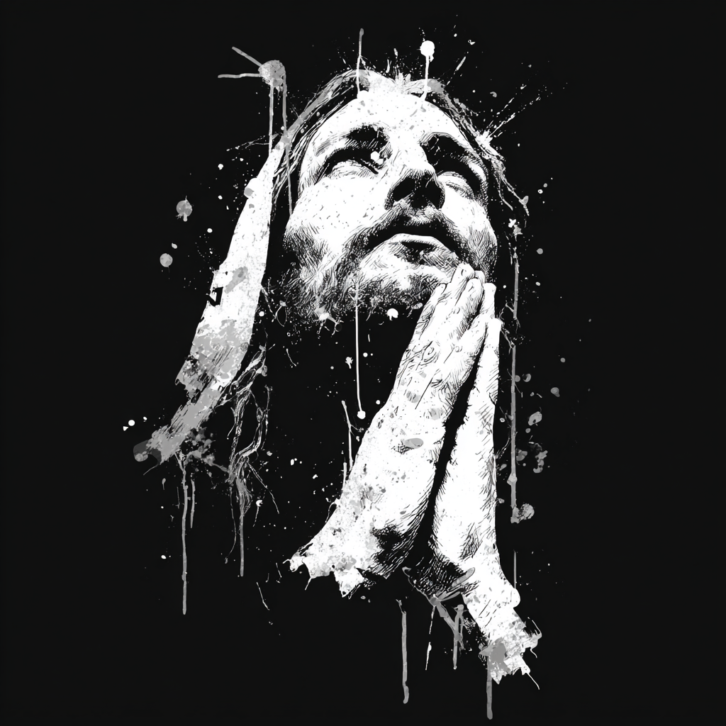 solid black background white lines only. A depiction of Jesus e013485d ae7e 46bf 8725 59624bc20aa0 2