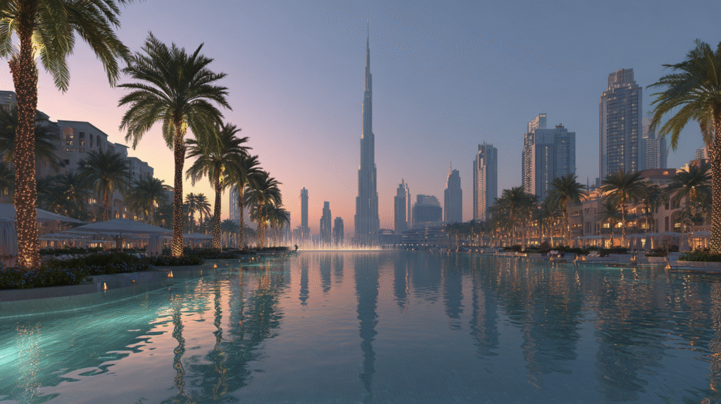 ultra realistic Dubai skyline at twilight Burj Khalifa reflec 776da87c 4901 49f2 9d05 395667343050 3