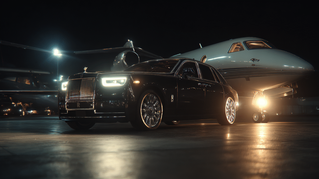 16w hyper realistic cinematic drone shot of a black rolls roy 34dead44 0686 4b6c 814f ea40f287ba54 0