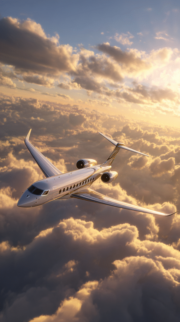 A luxurious modern private jet with a sleek futuristic design 1a3a79b4 ef85 4fa8 b030 57b56a98d77b 0