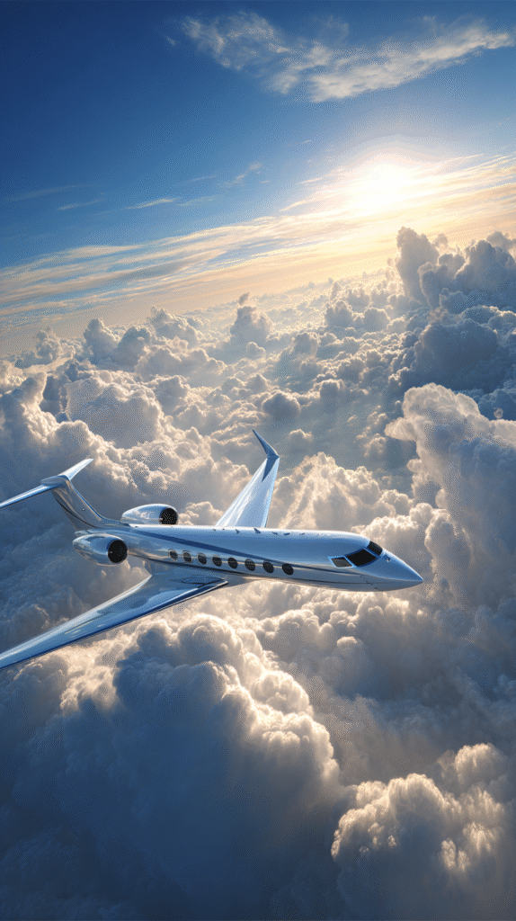 A luxurious modern private jet with a sleek futuristic design 1a3a79b4 ef85 4fa8 b030 57b56a98d77b 1