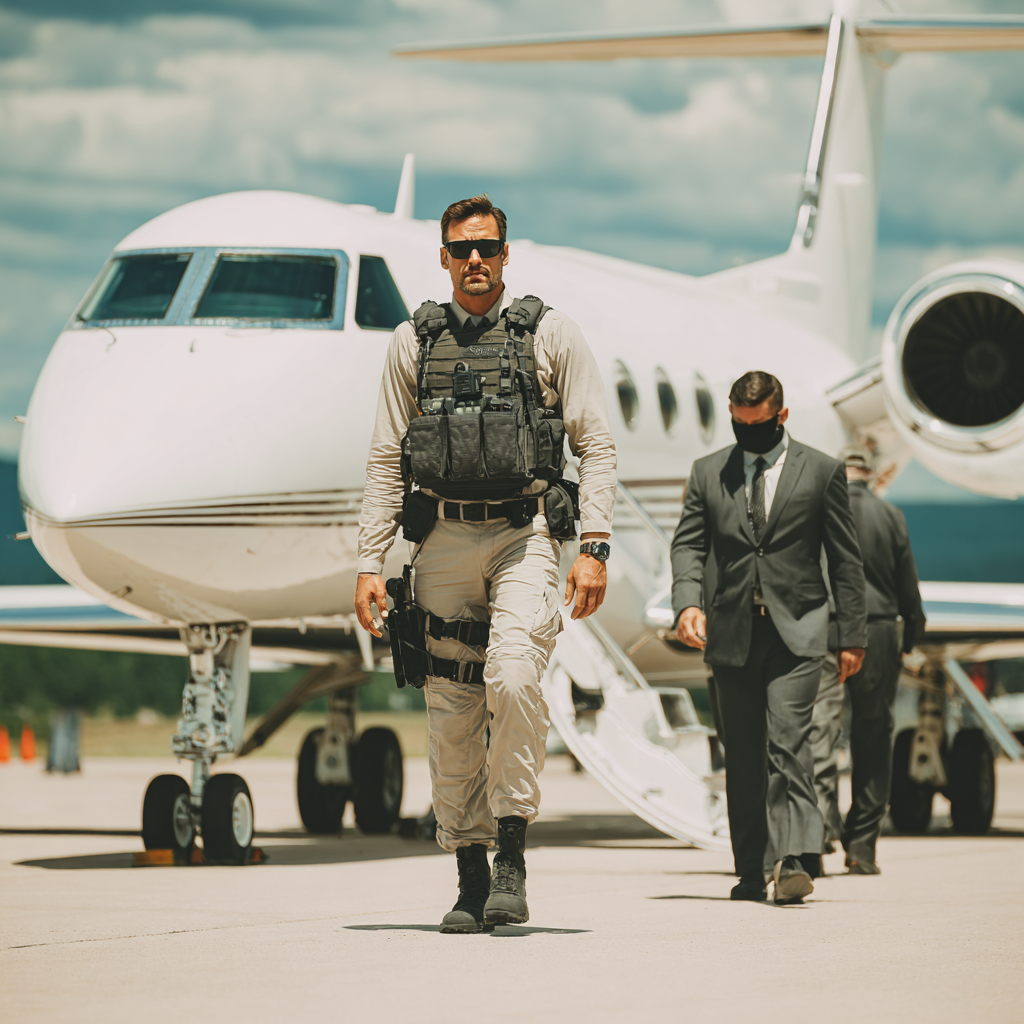 A photo in color of a private security outfit walking with a 74b18e8a b44e 4d8c b256 53cc66522854 0