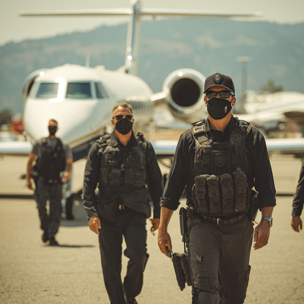 A photo in color of a private security outfit walking with a 74b18e8a b44e 4d8c b256 53cc66522854 2