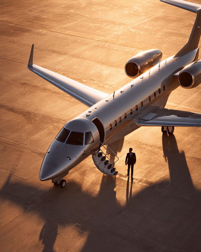 A private jet on the tarmac with its doors open and stairs le eca8f2ed 92e4 4297 9137 f5328dbaa695 2