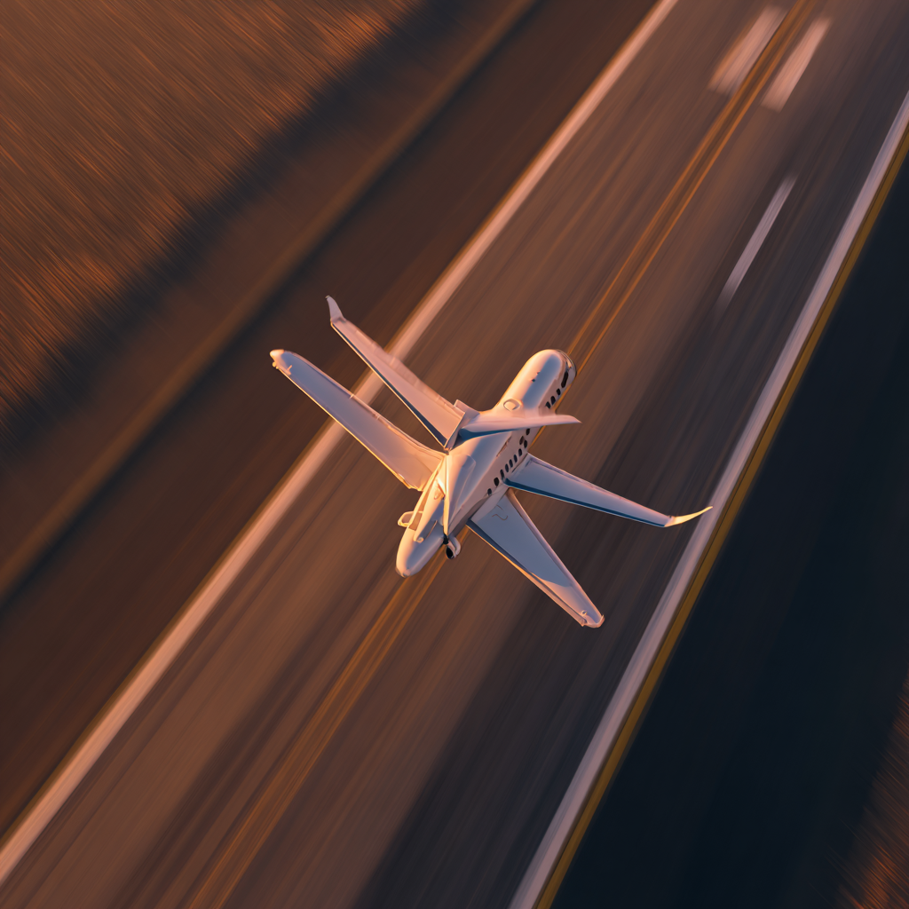 Aerial photography of a private jet taking off or landing sof 76aef070 bdcd 4d8a 8536 63f9d2b36ca9 2