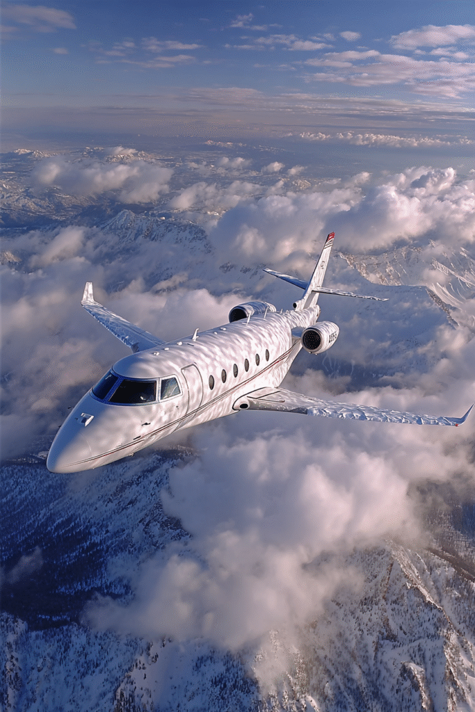 Avion Gulfstream G200 private jet en el aire volando sobre la fdd02515 034e 4fb0 bd06 cbd68b91381b 3