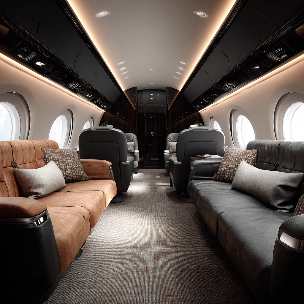 Create a spacious private modern luxury jet interior using co 592dd796 e9ec 467f b79a fa98c8642759 3