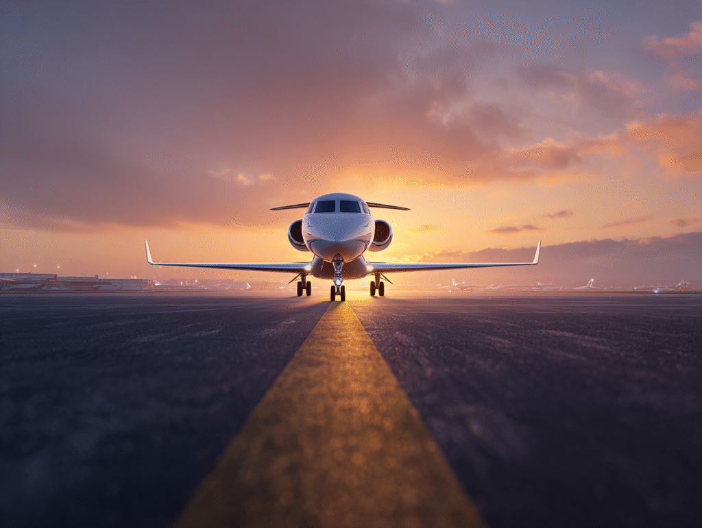 Luxury private jet charter on runway ready for executive hiring