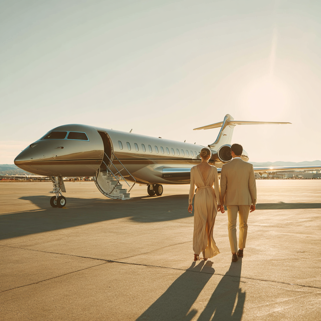 Very wide cinematic shot of a Bombardier Global 7500 private 44e20290 dcd3 4a70 88b3 0aed45660eb6 2