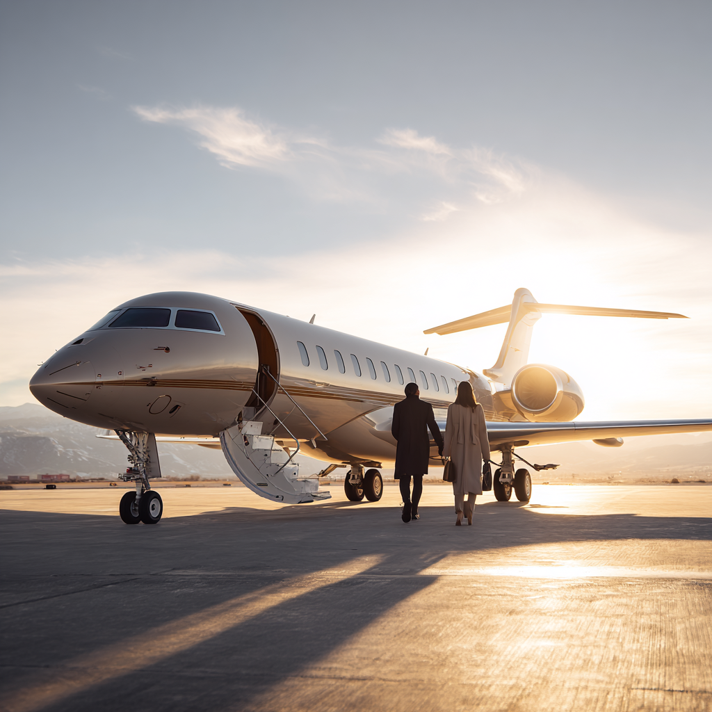 Very wide cinematic shot of a Bombardier Global 7500 private 44e20290 dcd3 4a70 88b3 0aed45660eb6 3