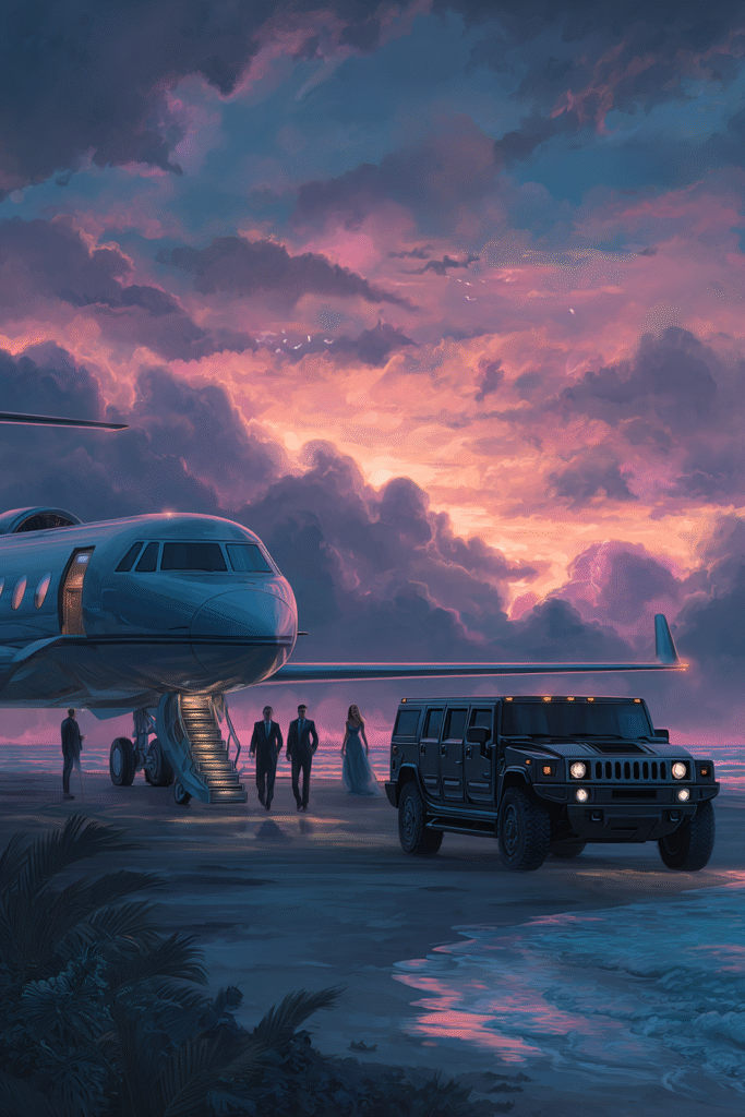 a dramatic illustration of a lear jet on the ground and a Hum 10f14655 b48f 4244 b299 fd7c06c5a5a7 0