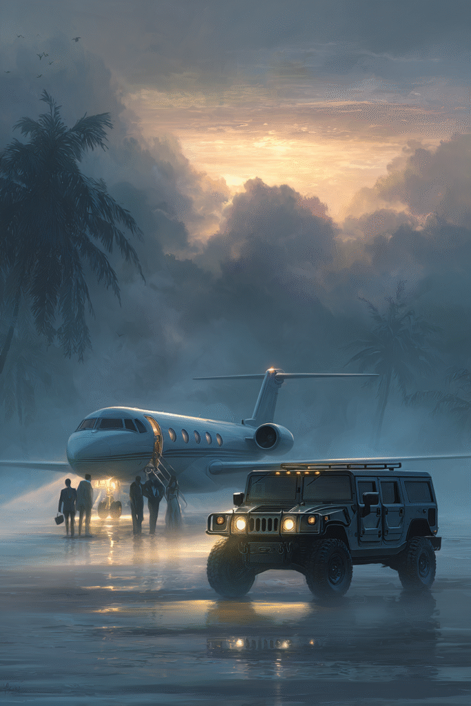 a dramatic illustration of a lear jet on the ground and a Hum 10f14655 b48f 4244 b299 fd7c06c5a5a7 2