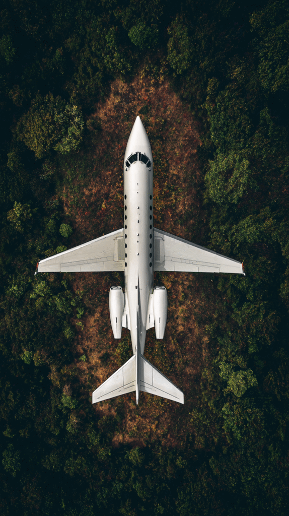 a far away shot of a private jet from above its a straight on a1edcc6e f69d 41db 9e0b 0b359fee6b77 1