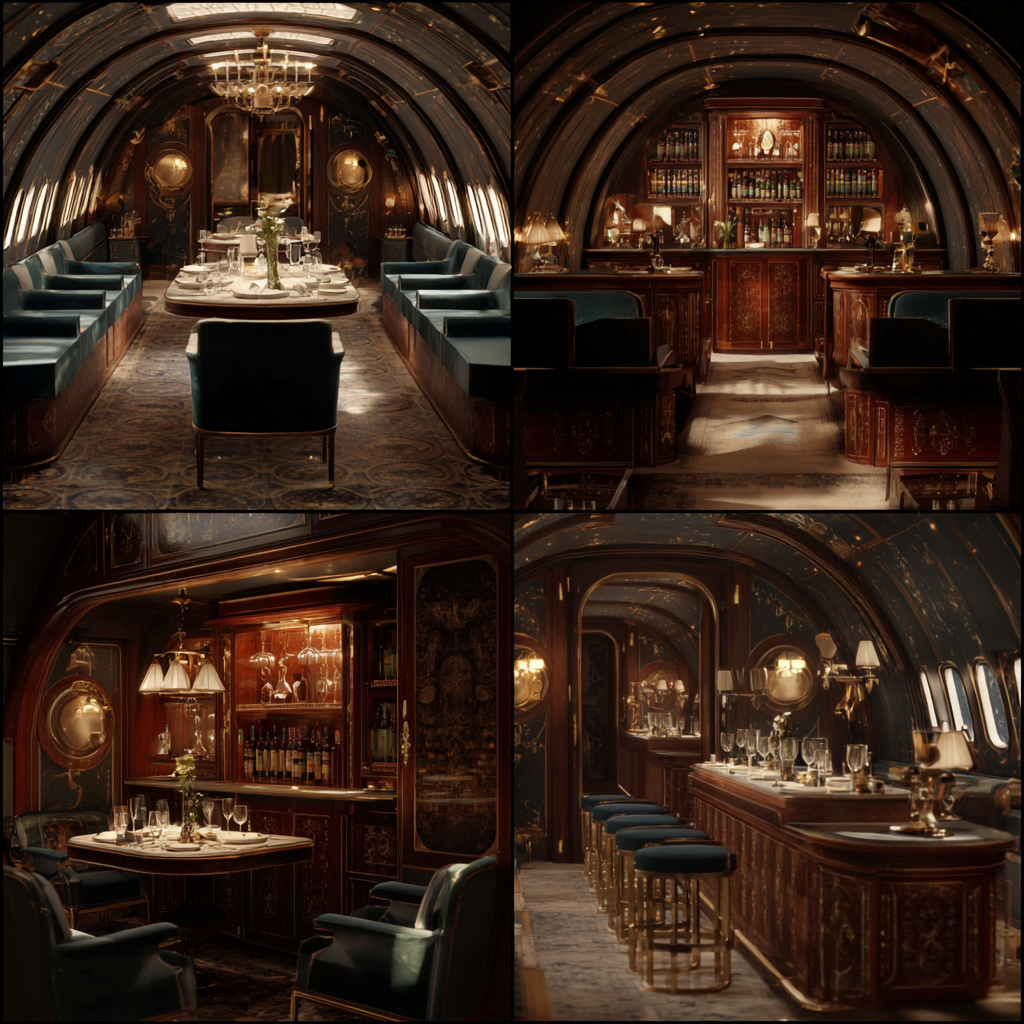 a luxurious palace kind of restaurant in a private jet. With 7cedb325 c185 4704 b047 28261f88cb15 0