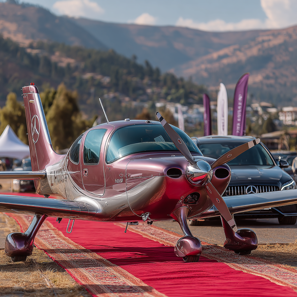a single engine small flights parked In runway and a black ma 68eed0c7 b4bd 48cf b724 d9aa2d6cbc7d 1