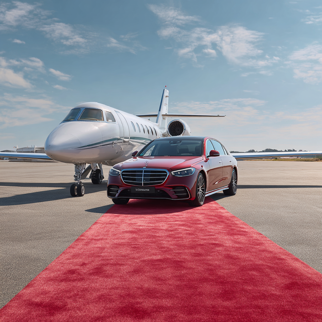 a single engine small flights parked In runway and a black ma 68eed0c7 b4bd 48cf b724 d9aa2d6cbc7d 3