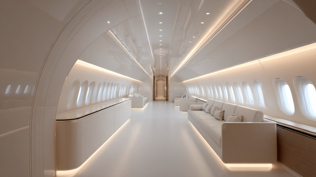 front view of the interior of a businessmans private jet corr b6dea6d6 c16c 4c06 84fd 3f4a6f692123 3