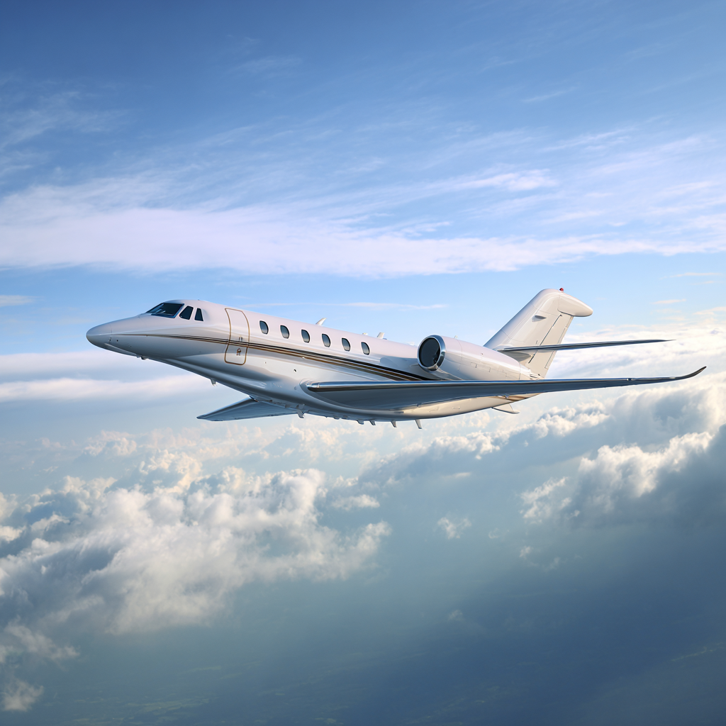 in a 90 degree side view private jet is flyin in a sky. raw 697d5fdc 3afb 42b1 b07b bcbb9e4469c0 1