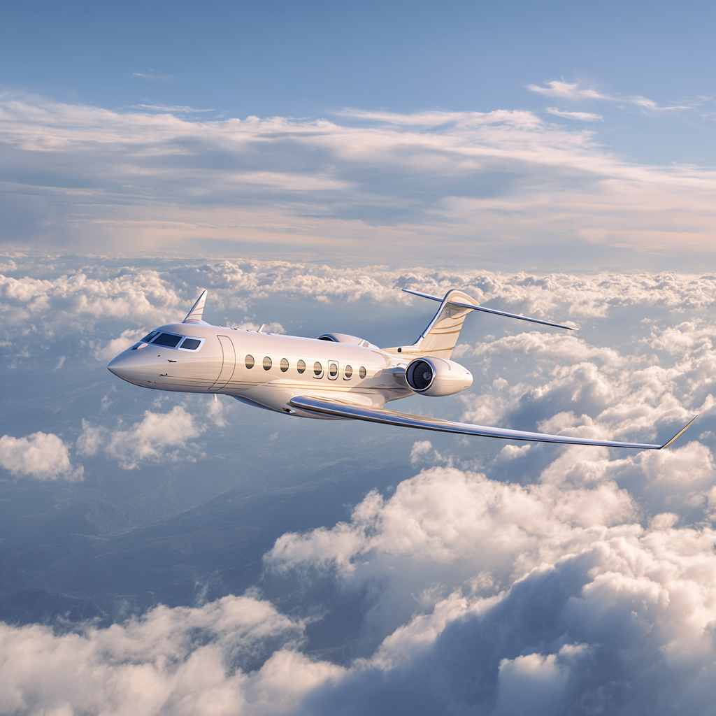 in a 90 degree side view private jet is flyin in a sky. raw 697d5fdc 3afb 42b1 b07b bcbb9e4469c0 3