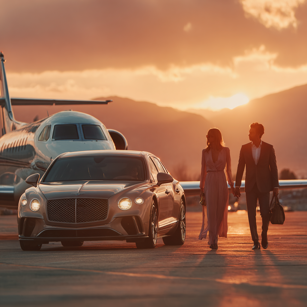 private business plane stands on the runway in the setting su 4073a71a 2b60 4487 be43 e66d1208e391 1