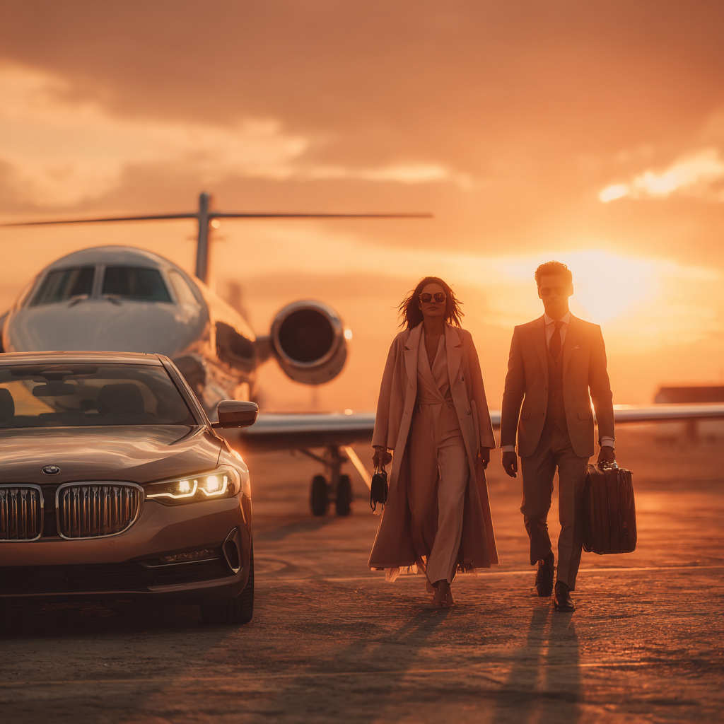 private business plane stands on the runway in the setting su 4073a71a 2b60 4487 be43 e66d1208e391 2