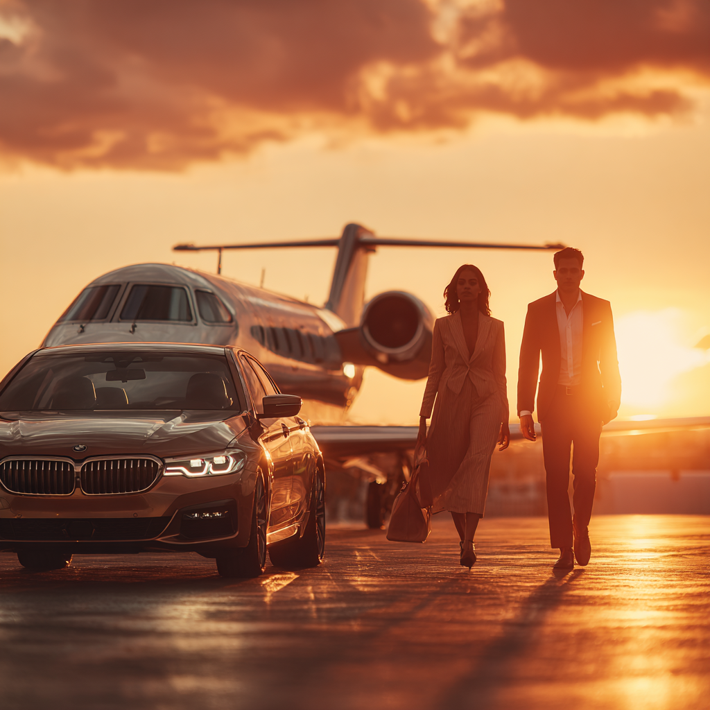 private business plane stands on the runway in the setting su 4073a71a 2b60 4487 be43 e66d1208e391 3