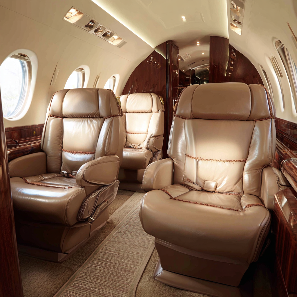 private falcon jet interior cream leather upholstered seats w 1cce7fc9 ec0c 4094 9088 91fdaa7b403f 0